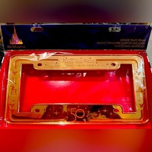 Golden Walt Disney World 50th Anniversary License Plate Frame-Front